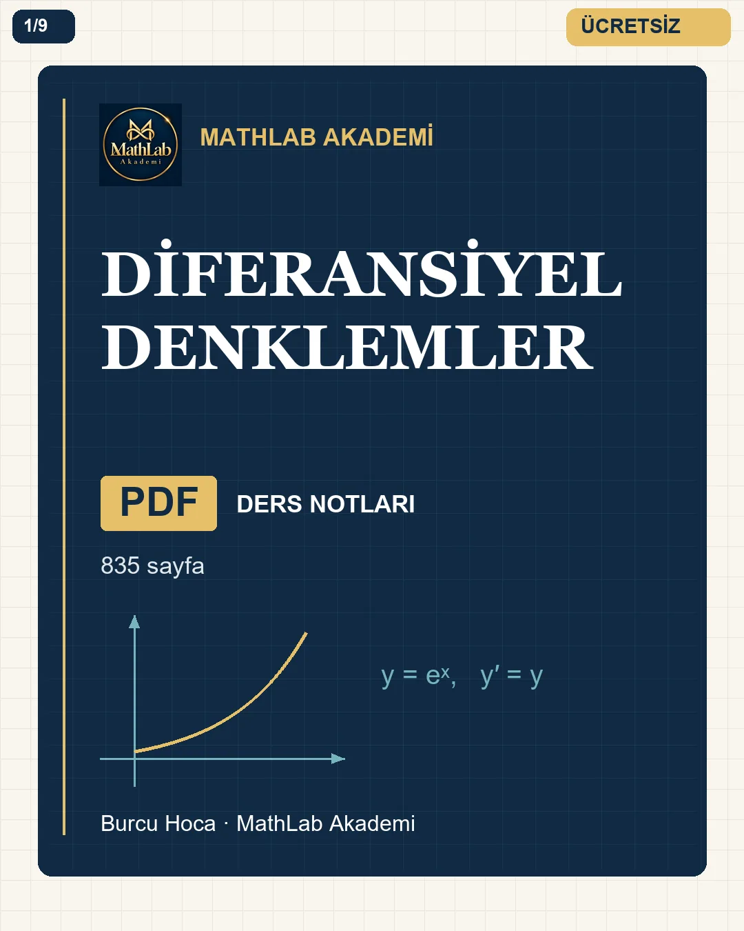 Diferansiyel Denklemler kitabından örnek sayfa 1