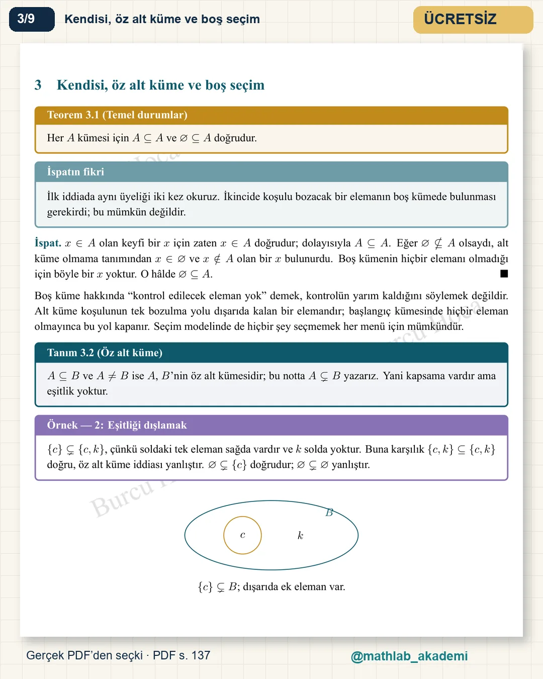 Soyut Matematik I kitabından örnek sayfa 3