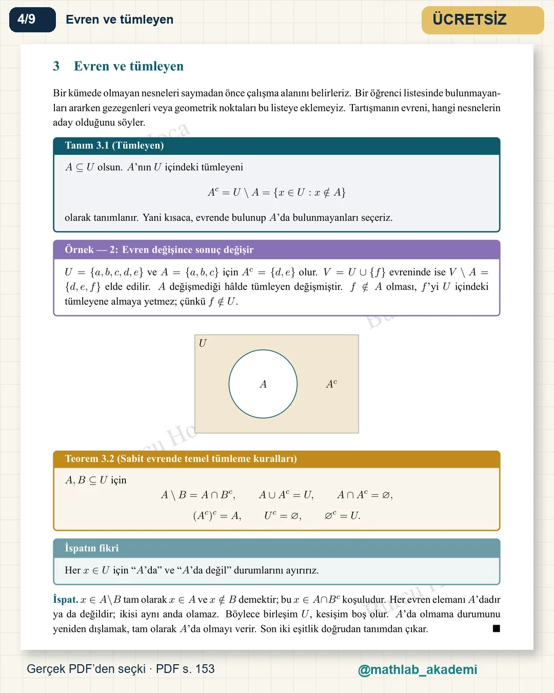 Soyut Matematik I kitabından örnek sayfa 4