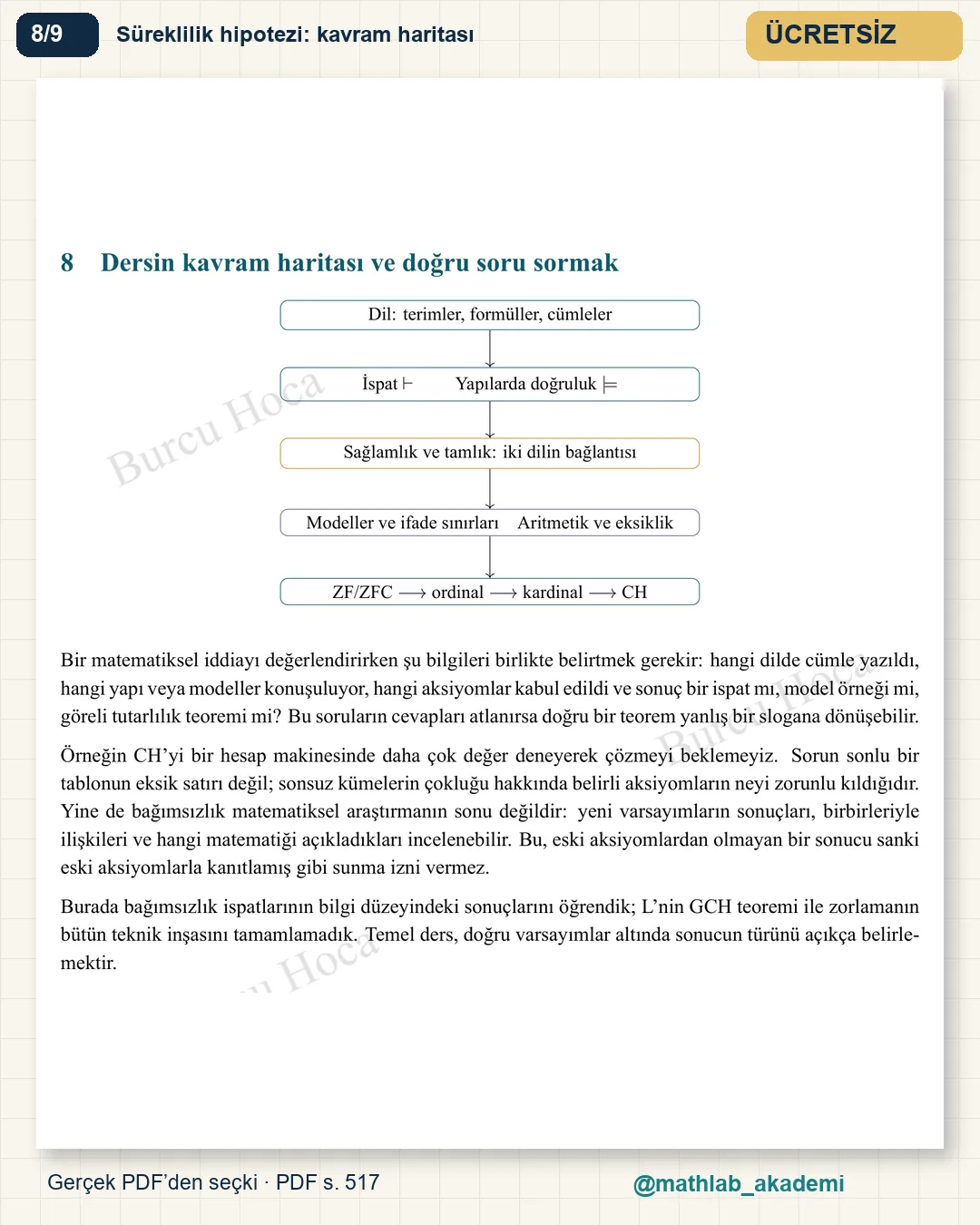 Matematiksel Mantık ve Kümeler Kuramı kitabından örnek sayfa 8