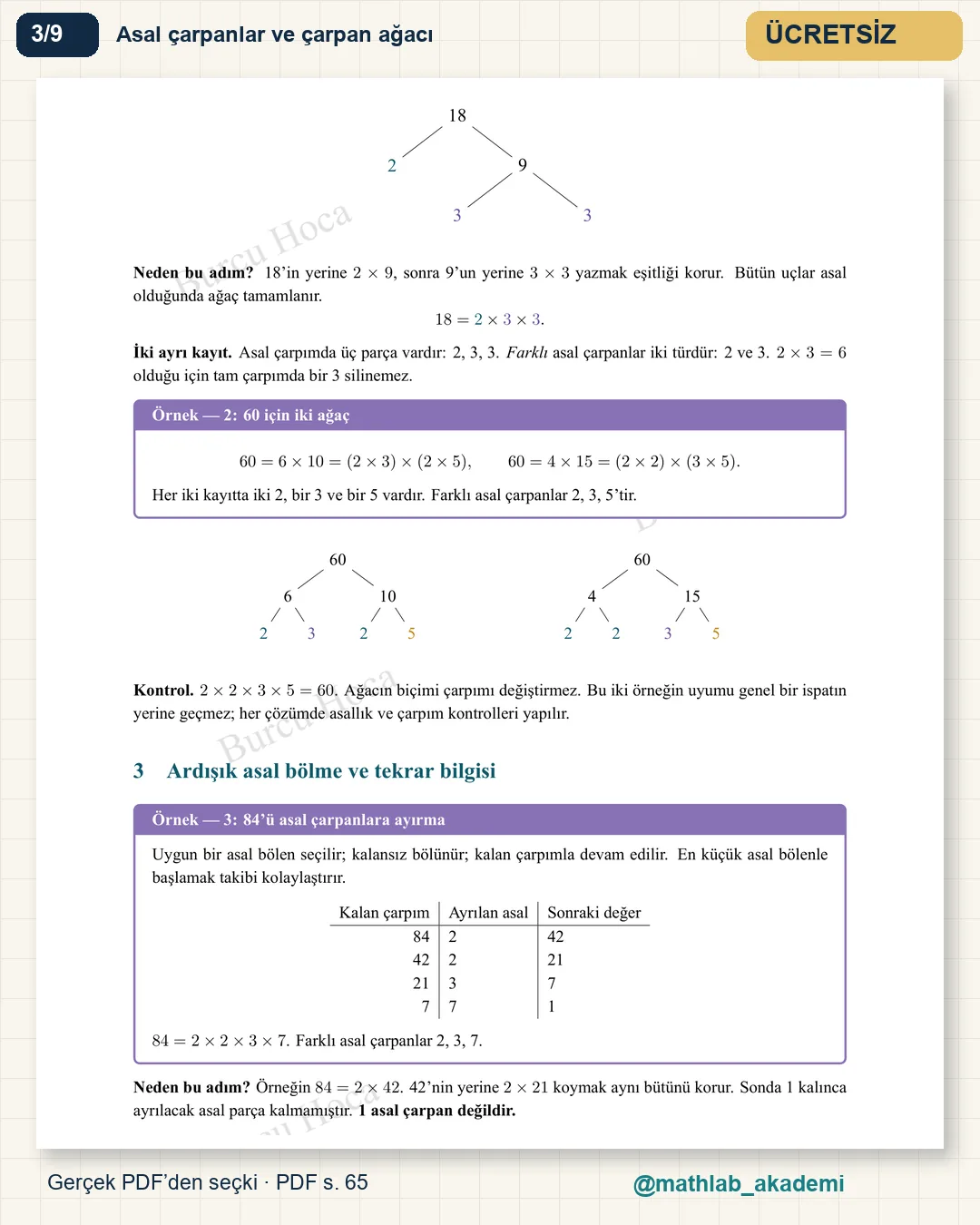 6. Sınıf Matematik kitabından örnek sayfa 3
