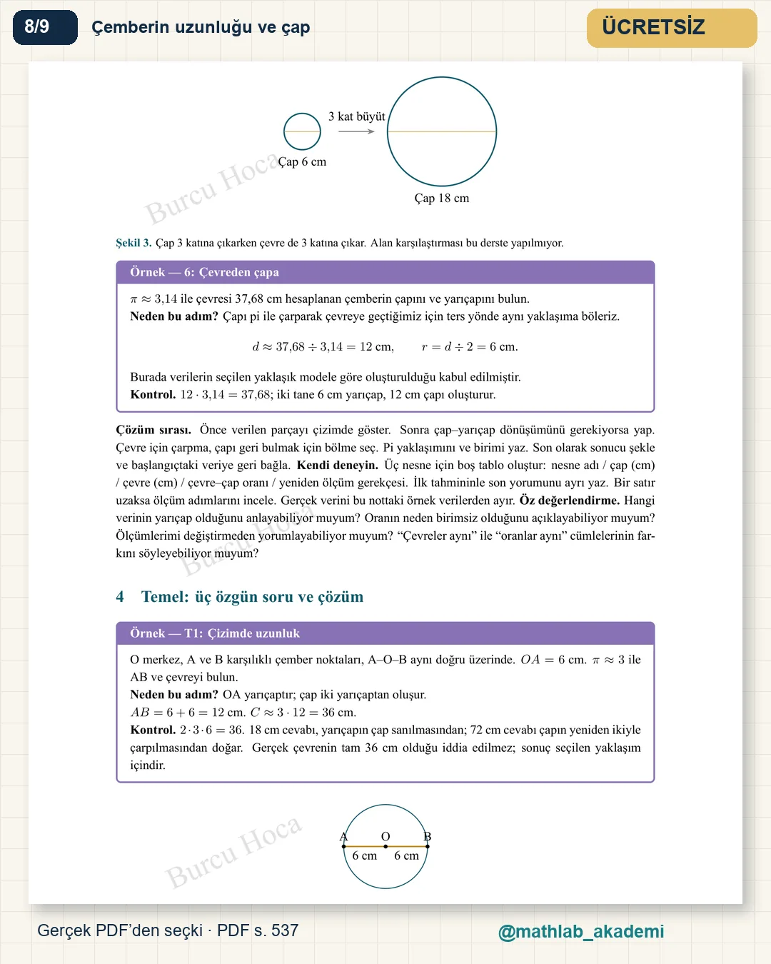 6. Sınıf Matematik kitabından örnek sayfa 8