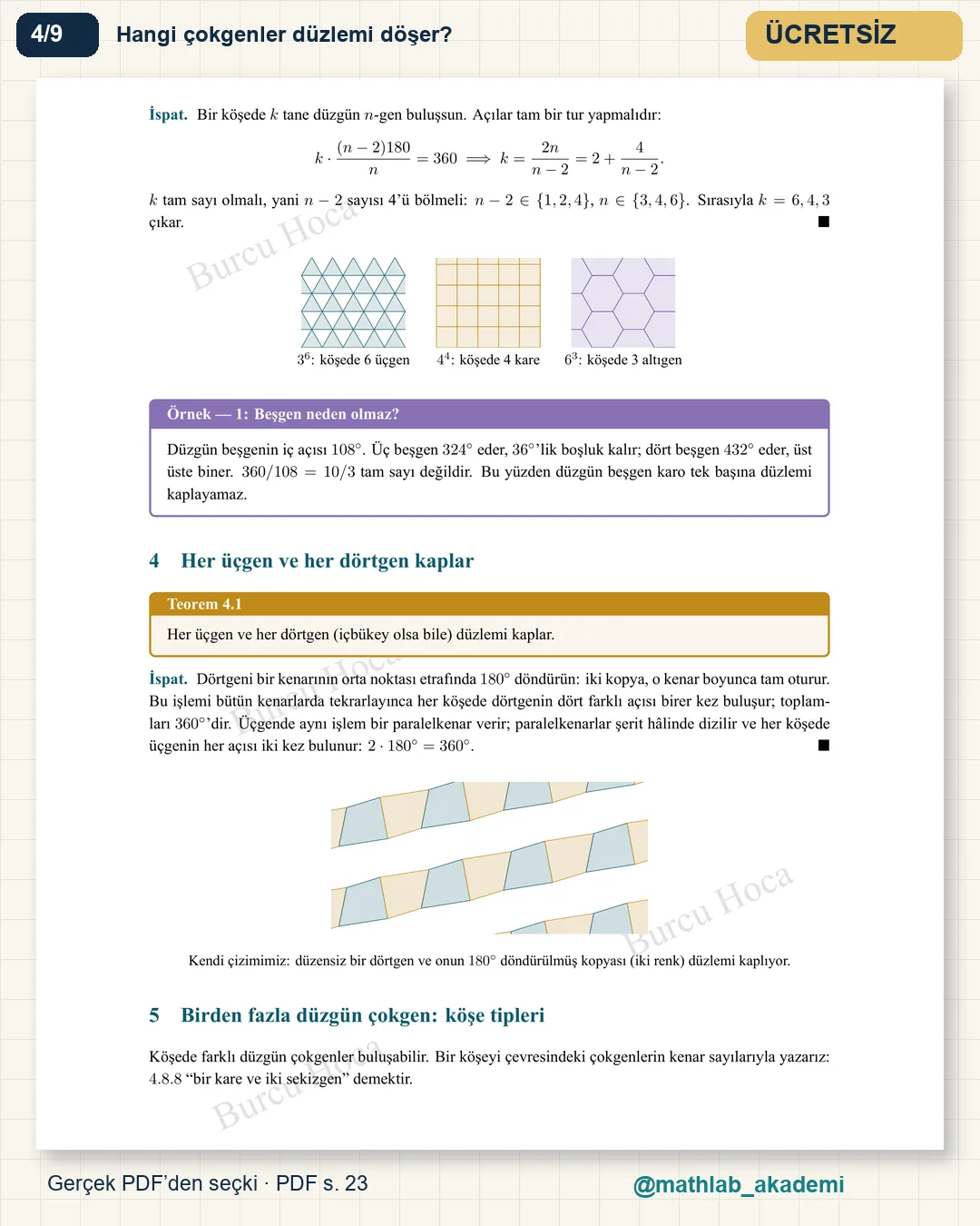 Sanatın ve Mimarinin Matematiği kitabından örnek sayfa 4
