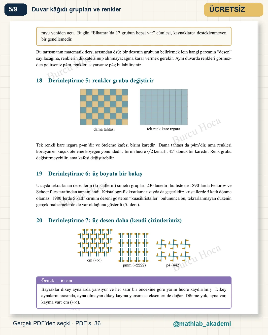 Sanatın ve Mimarinin Matematiği kitabından örnek sayfa 5