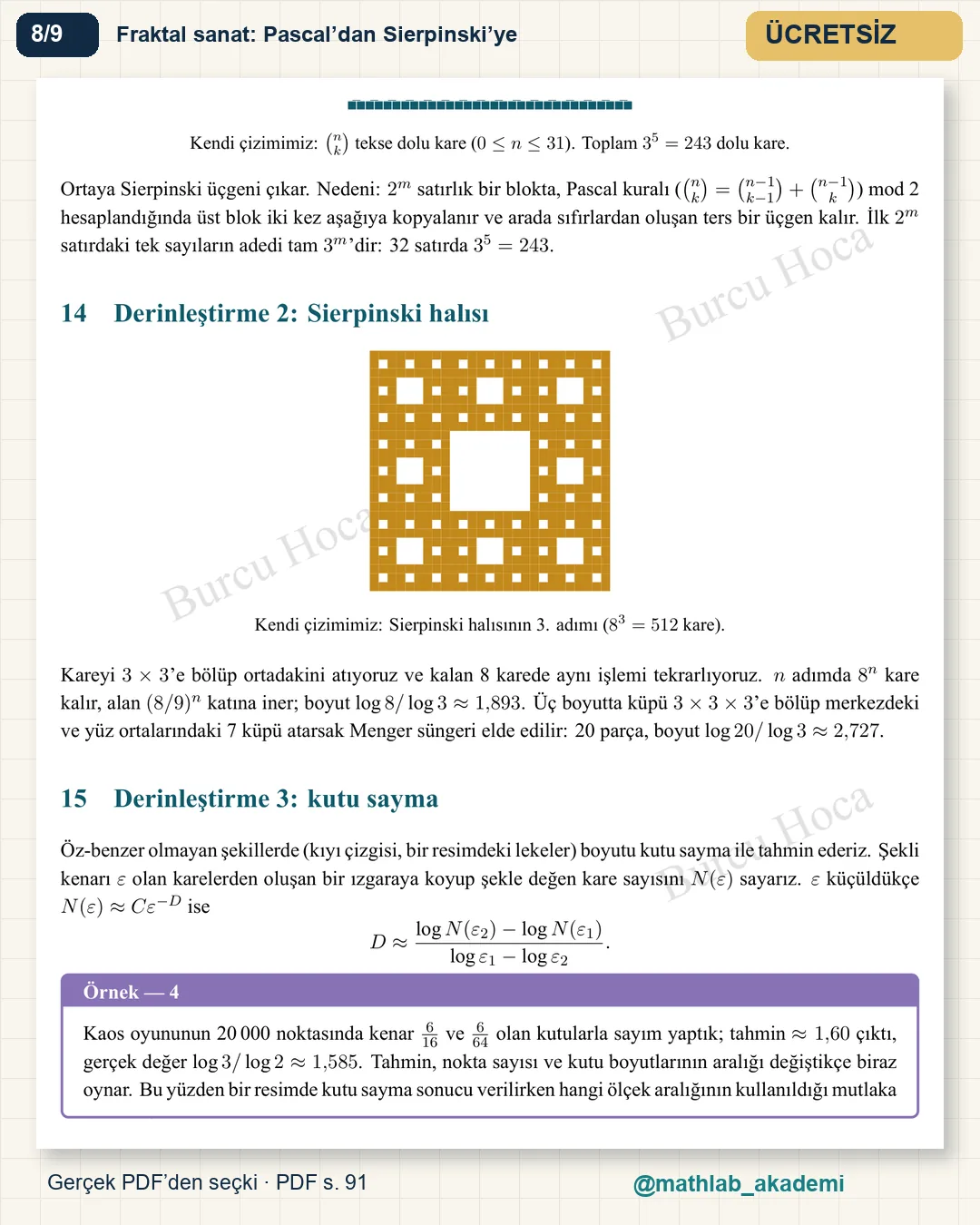 Sanatın ve Mimarinin Matematiği kitabından örnek sayfa 8